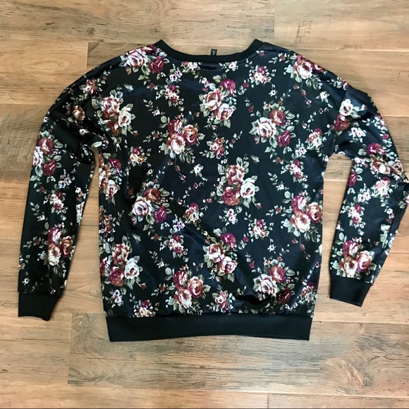 Velour Floral Sweatshirt/Top - Picture 3 of 4